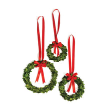 Load image into Gallery viewer, BOXWOOD WREATHS WITH RED RIBBONS, SET OF 3