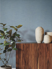 Load image into Gallery viewer, Combed Linen Cornflower Blue Wallpaper