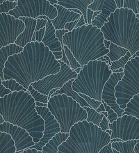 Load image into Gallery viewer, Shell Wood Veneer Navy Metallic Wallpaper