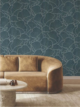 Load image into Gallery viewer, Shell Wood Veneer Navy Metallic Wallpaper