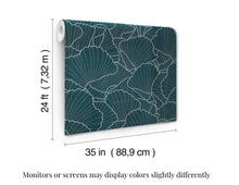 Load image into Gallery viewer, Shell Wood Veneer Navy Metallic Wallpaper