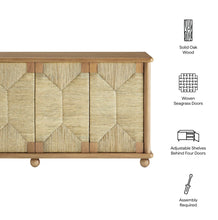 Load image into Gallery viewer, Marola 71 Inch Oak Wood Seagrass Sideboard in Oak
