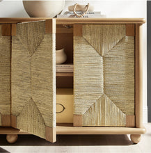 Load image into Gallery viewer, Marola 71 Inch Oak Wood Seagrass Sideboard in Oak