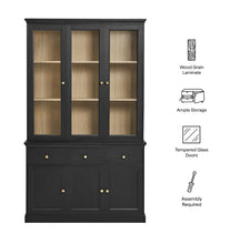 Load image into Gallery viewer, Amara 79 Inch Large Storage Display Cabinet in Black Oak