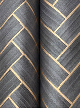 Load image into Gallery viewer, Herringbone Wood Veneer Graphite Wallpaper