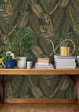 Load image into Gallery viewer, Acacius Dark Green Tropical Foliage Wallpaper