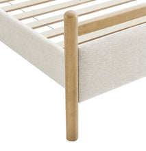 Load image into Gallery viewer, Ginny Queen Size Platform Bed Frame in Light Oak Heathered Ivory