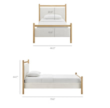 Load image into Gallery viewer, Ginny Twin Size Platform Bed Frame in Light Oak Heathered Ivory