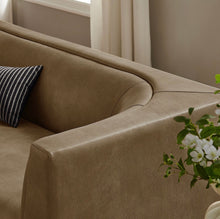 Load image into Gallery viewer, Hilda 86" Curved Back Vegan Leather Sofa in Toast