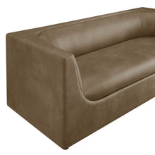 Load image into Gallery viewer, Hilda 86" Curved Back Vegan Leather Sofa in Toast