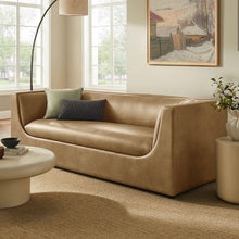 Load image into Gallery viewer, Hilda 86" Curved Back Vegan Leather Sofa in Toast