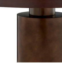 Load image into Gallery viewer, Annette 54 Inch Round Pedestal Base Dining Table in Dark Walnut Burnished Brass