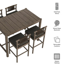 Load image into Gallery viewer, Eleni 5-Piece Outdoor Teak Wood Bar Set