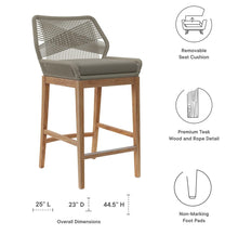 Load image into Gallery viewer, Wellspring Outdoor Patio Teak Wood Bar Stool