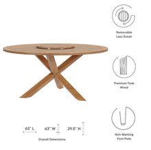Load image into Gallery viewer, Wellspring 63" Outdoor Patio Teak Wood Dining Table