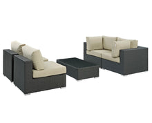 Load image into Gallery viewer, Sojourn 5 Piece Outdoor Patio Sunbrella® Sectional Set