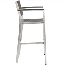 Load image into Gallery viewer, Shore Outdoor Patio Aluminum Bar Stool Set of 2 in Silver Gray