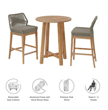 Load image into Gallery viewer, Wellspring 3-Piece Outdoor Patio Teak Wood Bar Set