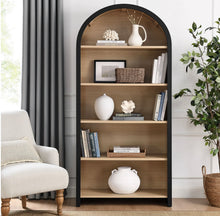 Load image into Gallery viewer, Evie Arched Wide Bookcase Display Cabinet in Black
