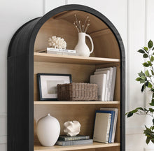 Load image into Gallery viewer, Evie Arched Wide Bookcase Display Cabinet in Black