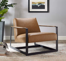 Load image into Gallery viewer, Seg Vegan Leather Accent Chair in Tan