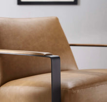 Load image into Gallery viewer, Seg Vegan Leather Accent Chair in Tan