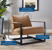 Load image into Gallery viewer, Seg Vegan Leather Accent Chair in Tan