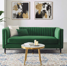 Load image into Gallery viewer, Devote Channel Tufted Performance Velvet Loveseat in Emerald