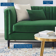 Load image into Gallery viewer, Devote Channel Tufted Performance Velvet Loveseat in Emerald