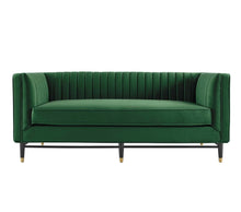 Load image into Gallery viewer, Devote Channel Tufted Performance Velvet Loveseat in Emerald