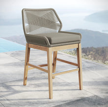 Load image into Gallery viewer, Wellspring Outdoor Patio Teak and Rope Counter Stool