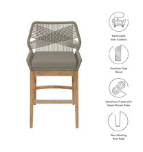 Load image into Gallery viewer, Wellspring Outdoor Patio Teak and Rope Counter Stool