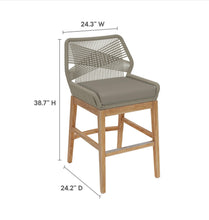 Load image into Gallery viewer, Wellspring Outdoor Patio Teak and Rope Counter Stool
