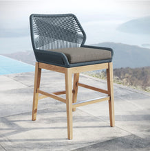 Load image into Gallery viewer, Wellspring Outdoor Patio Teak and Rope Counter Stool