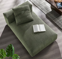 Load image into Gallery viewer, Solace Modular Corduroy Upholstered Armless Chaise Lounge in Fern