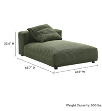 Load image into Gallery viewer, Solace Modular Corduroy Upholstered Armless Chaise Lounge in Fern
