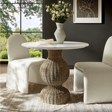 Load image into Gallery viewer, Zale 36" Marble and Seagrass Dining Table in White Natural