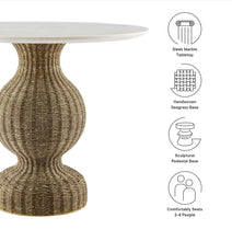 Load image into Gallery viewer, Zale 36" Marble and Seagrass Dining Table in White Natural