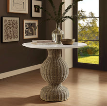 Load image into Gallery viewer, Zale 36" Marble and Seagrass Dining Table in White Natural
