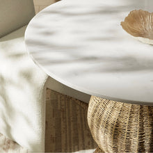 Load image into Gallery viewer, Zale 36" Marble and Seagrass Dining Table in White Natural
