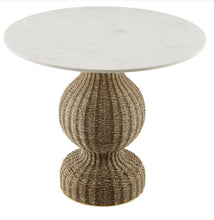 Load image into Gallery viewer, Zale 36" Marble and Seagrass Dining Table in White Natural