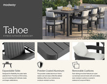 Load image into Gallery viewer, Tahoe 9-Piece Outdoor Patio Aluminum Dining Set With Extendable Table