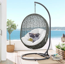 Load image into Gallery viewer, Hide Outdoor Patio Swing Chair With Stand in Gray White