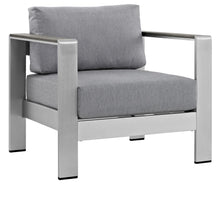 Load image into Gallery viewer, Shore 4 piece Outdoor Patio Aluminum Sectional Sofa Set in Silver Gray