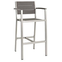 Load image into Gallery viewer, Shore 3 Piece Outdoor Patio Aluminum Pub Set in Silver Gray