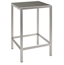 Load image into Gallery viewer, Shore 3 Piece Outdoor Patio Aluminum Pub Set in Silver Gray