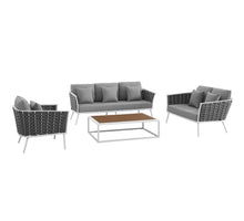 Load image into Gallery viewer, Stance 4 Piece Outdoor Patio Aluminum Sectional Sofa Set in White Gray