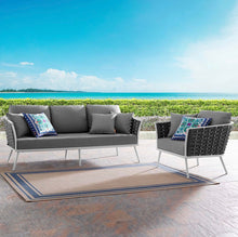 Load image into Gallery viewer, Stance Outdoor Patio Aluminum Sectional Sofa Set in White Gray