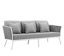 Load image into Gallery viewer, Stance Outdoor Patio Aluminum Sectional Sofa Set in White Gray