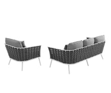 Load image into Gallery viewer, Stance Outdoor Patio Aluminum Sectional Sofa Set in White Gray